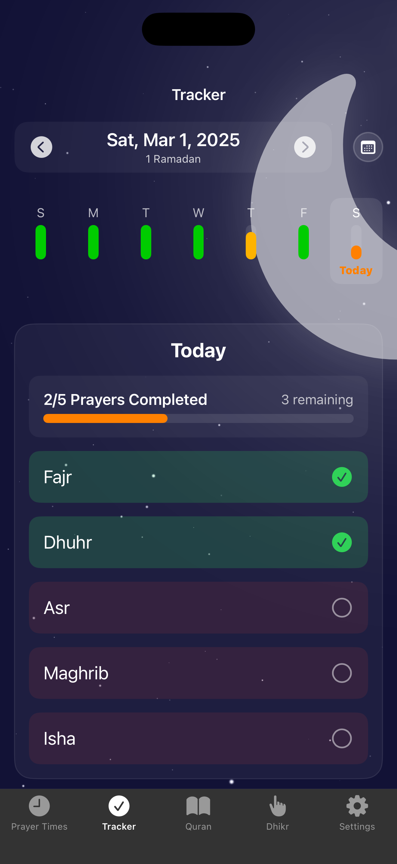 Prayer Tracker Screen